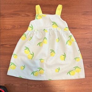 Lemon Print Kids Dress with Yellow Straps